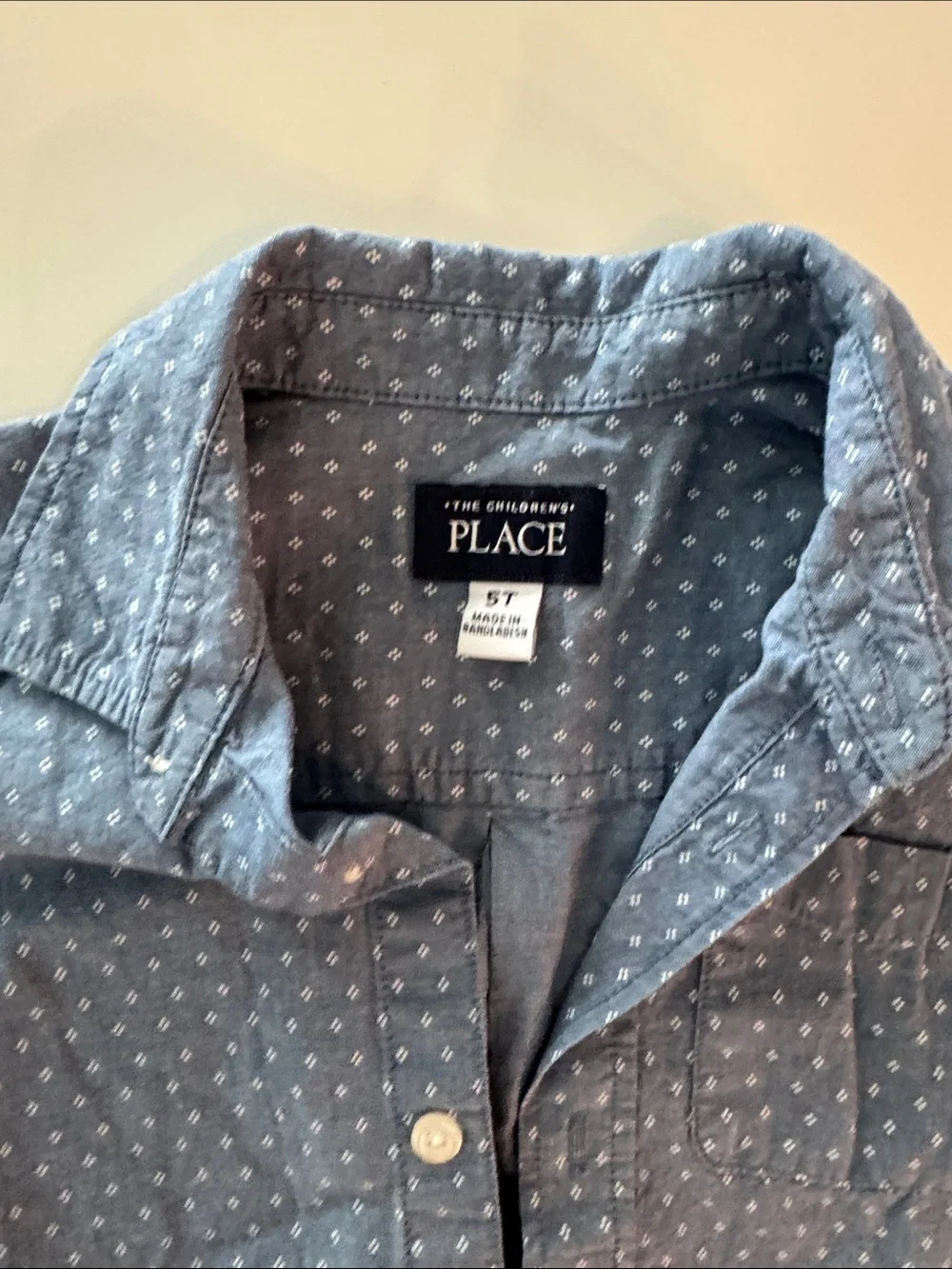 The Children's Place Blue Short-Sleeve Button-Up Shirt 5t
